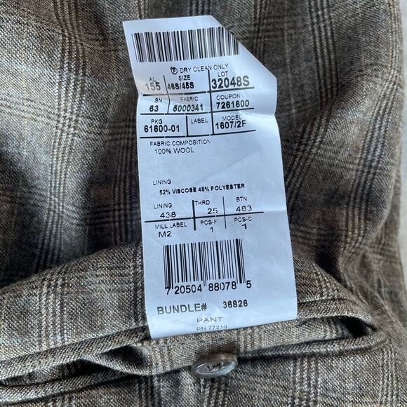 🔥Vintage Y2K Union Made USA 100% Wool Glen Plaid Suit Blazer 46S & Pants 37 - Picture 14 of 15